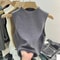 Womens HalfTurtleneck Knit Crop Tank Solid Sleeveless Sweater Vest Top 12