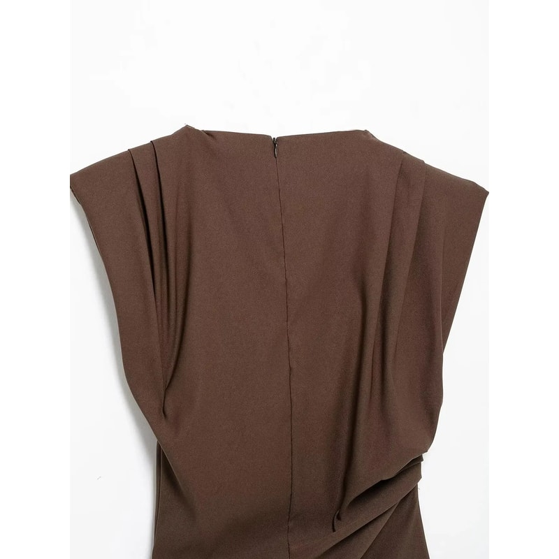 2025 Asymmetric Ruched Tank Top Slim Fit High Street Office Party Womens Summer Top 4