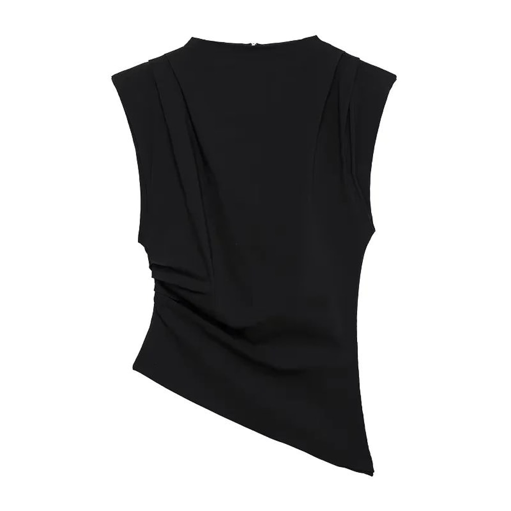 2025 Asymmetric Ruched Tank Top Slim Fit High Street Office Party Womens Summer Top 6