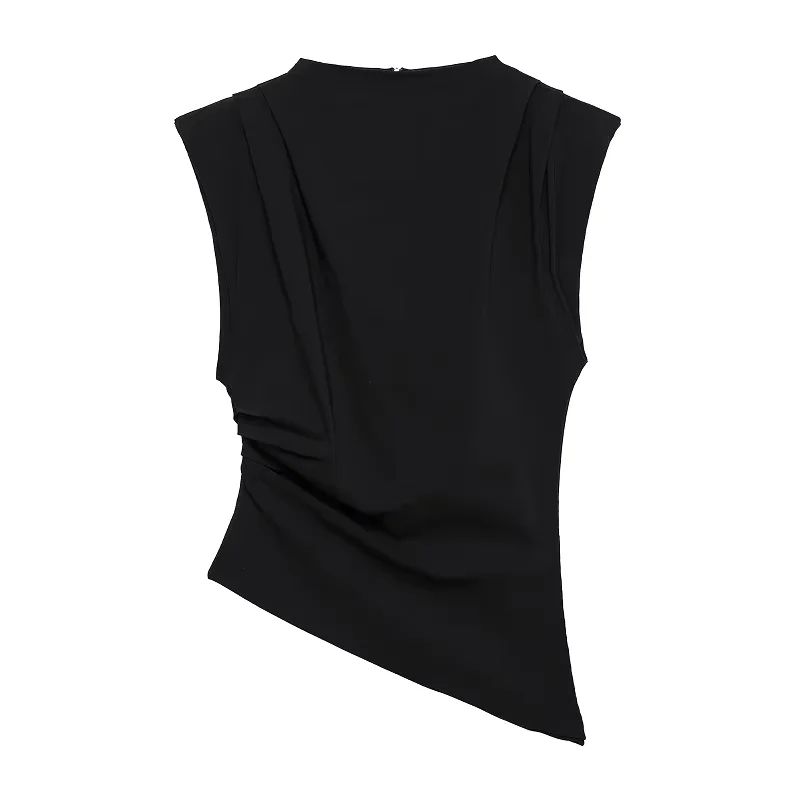 2025 Asymmetric Ruched Tank Top Slim Fit High Street Office Party Womens Summer Top 6