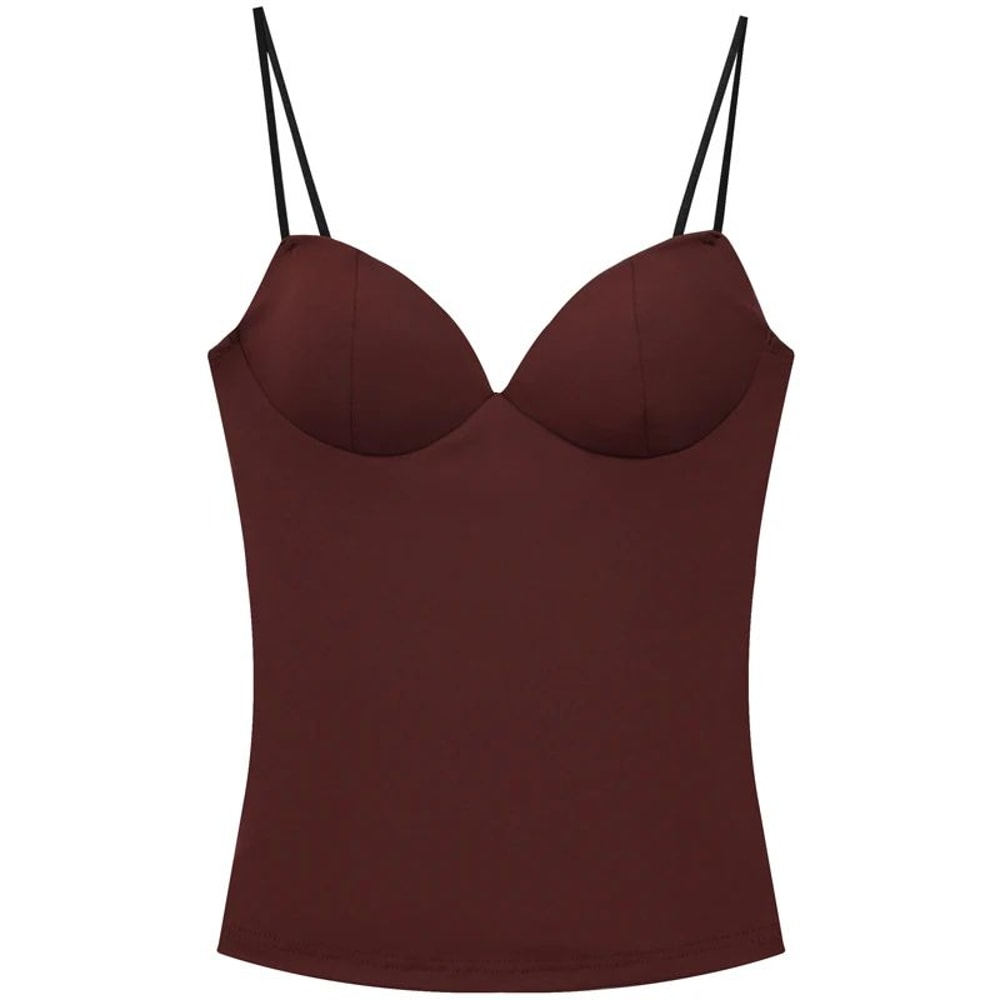 HXAO Burgundy Corset Crop Cami Backless Bustier Summer Sexy Club Top 1
