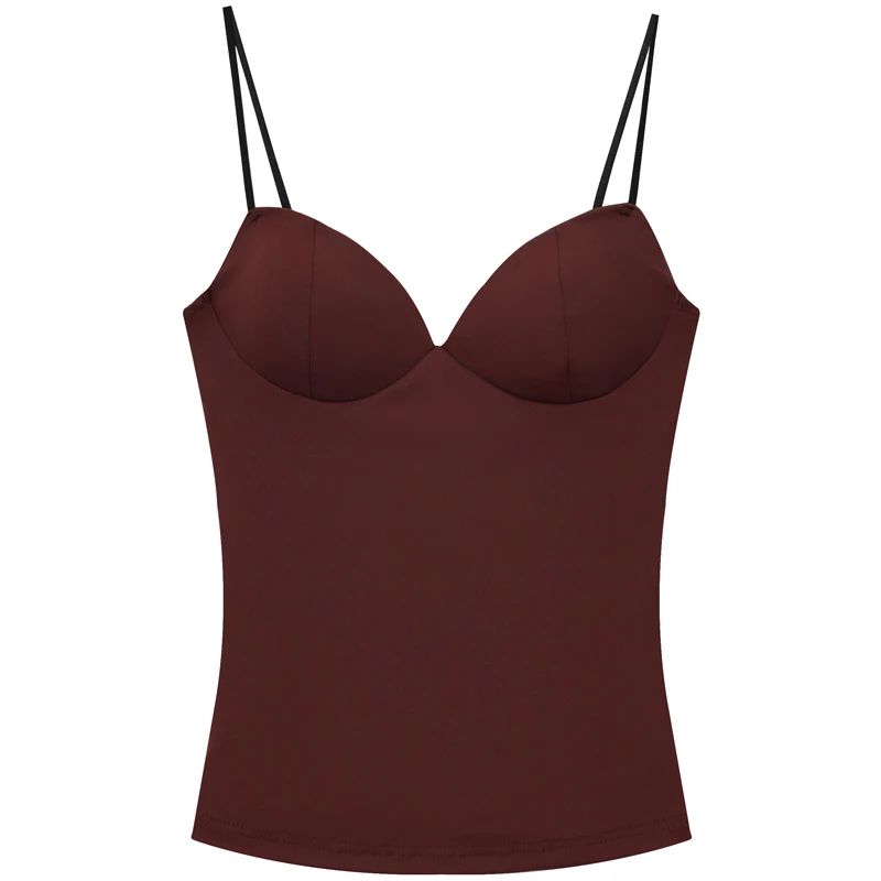 HXAO Burgundy Corset Crop Cami Backless Bustier Summer Sexy Club Top 1