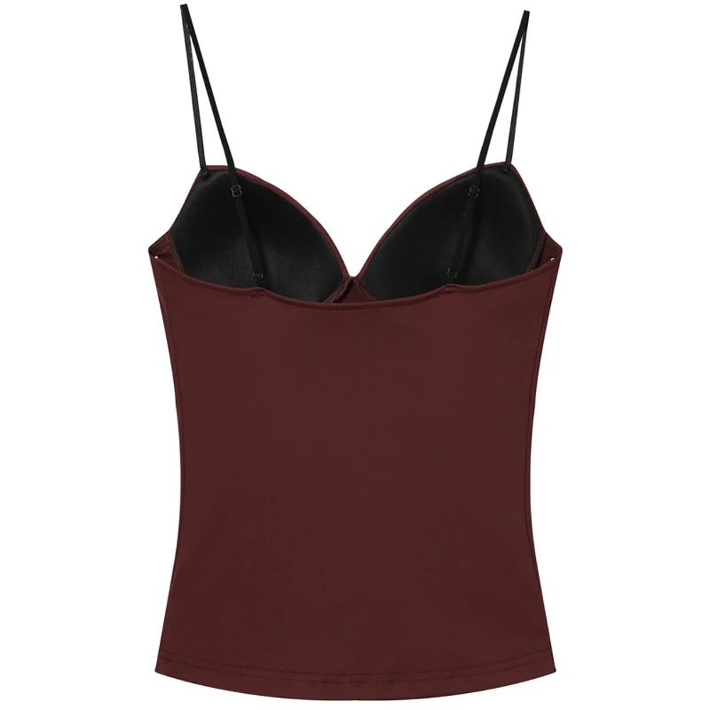 HXAO Burgundy Corset Crop Cami Backless Bustier Summer Sexy Club Top 2