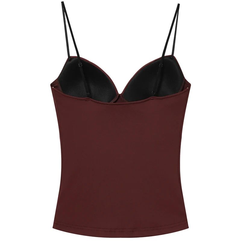 HXAO Burgundy Corset Crop Cami Backless Bustier Summer Sexy Club Top 2