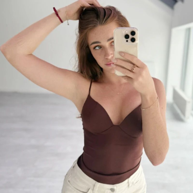 HXAO Burgundy Corset Crop Cami Backless Bustier Summer Sexy Club Top 4