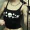 Womens Vintage Skull Print Goth Tank Top Backless Low Cut Grunge Camisole 4