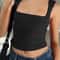 Womens Sleeveless Collar Crop Tank Top Y2K High Stretch Summer Essential 2