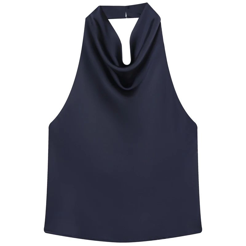 Womens Satin Halter Backless Corset Top Elegant Summer Sexy Tank 8