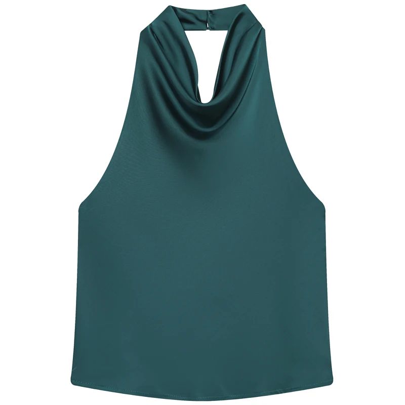 Womens Satin Halter Backless Corset Top Elegant Summer Sexy Tank 9