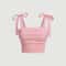 Solid Tie Shoulder Ruched Crop Cami Y2K Backless Bow Streetwear Top 0