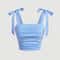 Solid Tie Shoulder Ruched Crop Cami Y2K Backless Bow Streetwear Top 9