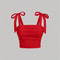 Solid Tie Shoulder Ruched Crop Cami Y2K Backless Bow Streetwear Top 13