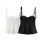 Willshela Pleated Backless VNeck Crop Top Vintage Side Zipper Cami 0