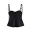 Willshela Pleated Backless VNeck Crop Top Vintage Side Zipper Cami 1
