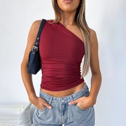 one shoulder backless slim tank top – candy color sexy summer tee