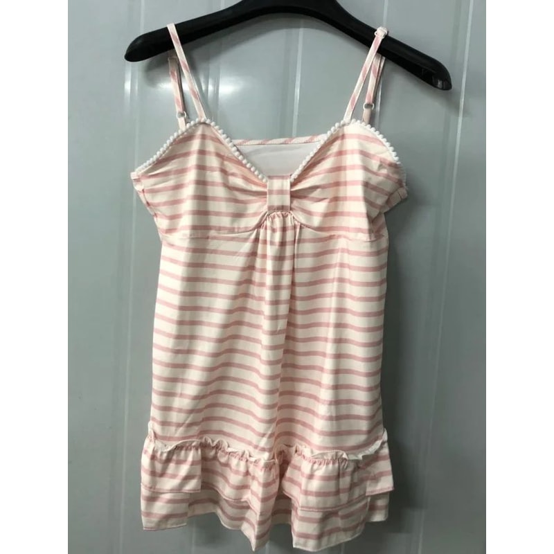 Japanese Sweet Striped Ruffle Tank Top Vintage Slim Fit Summer Vest 6