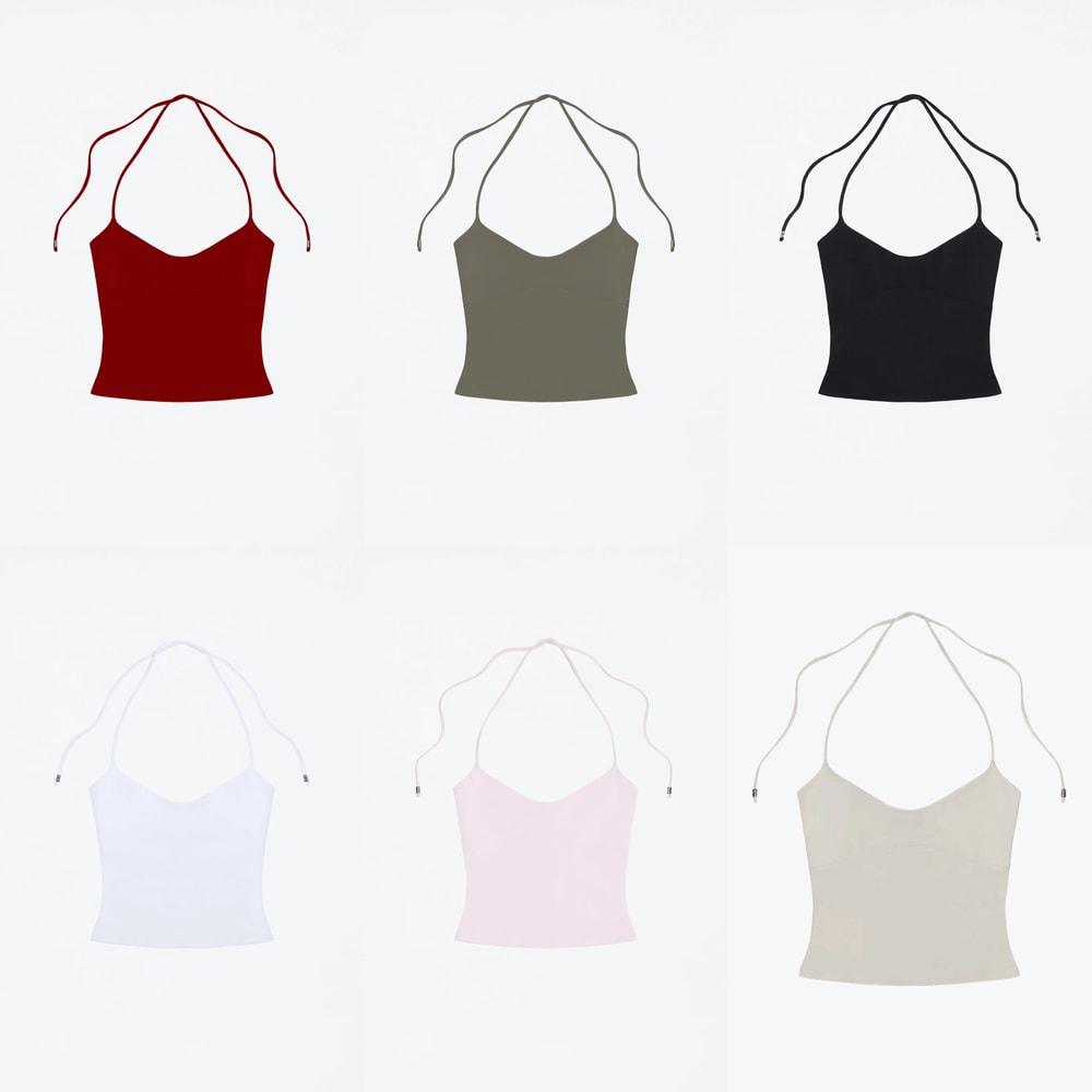 OpenBack Halter Cami Top Stretchy SelfTie Sexy Tank With Metal Detail 5