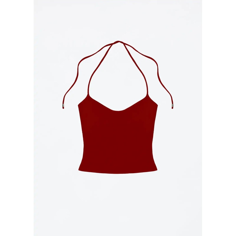 OpenBack Halter Cami Top Stretchy SelfTie Sexy Tank With Metal Detail 9