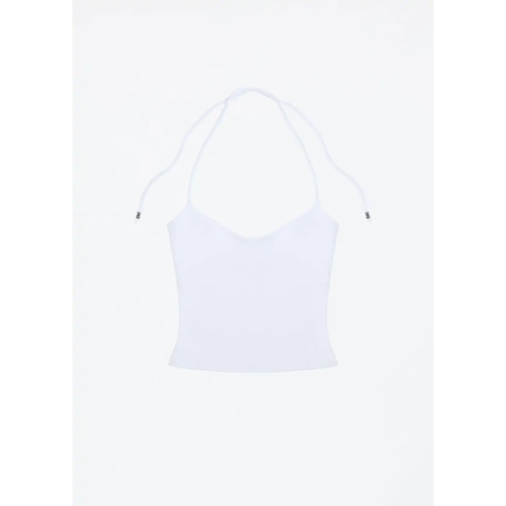 OpenBack Halter Cami Top Stretchy SelfTie Sexy Tank With Metal Detail 11