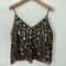 Sequin Beaded Flower OpenBack VNeck Cami Sheer Chic Summer Vest 0
