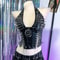Gothic PU Leather Spike Tank Top Rivet Y2K Cyber Punk Crop 21