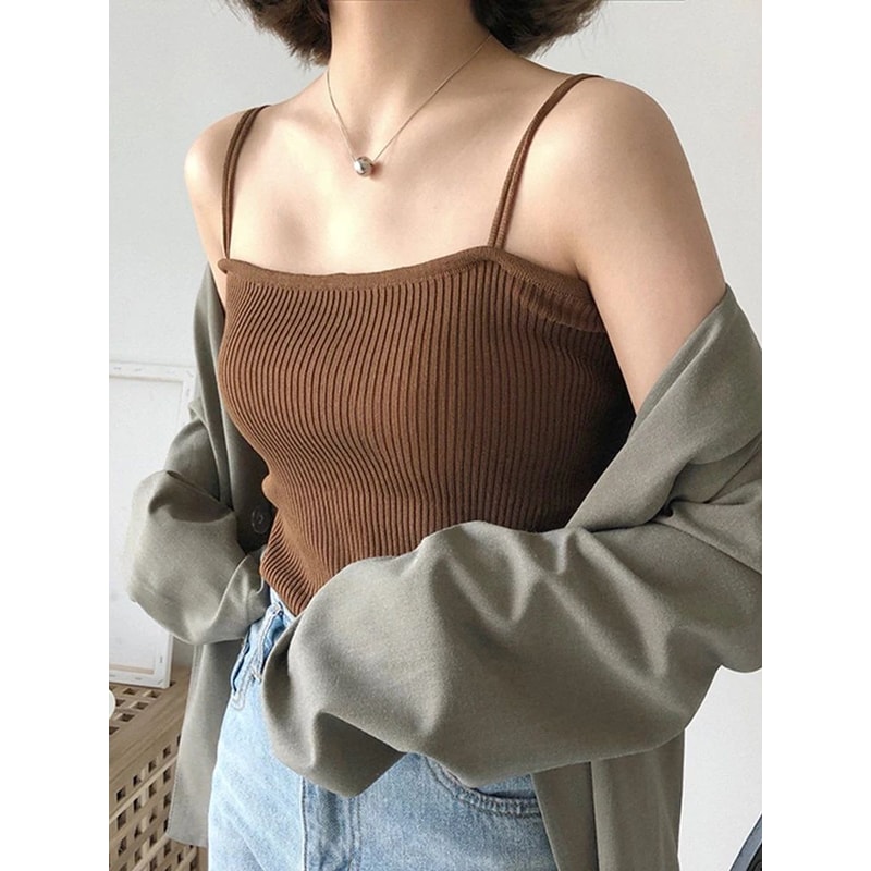 Womens Casual Halter Crop Top Backless Slim Strap Summer Cami 3