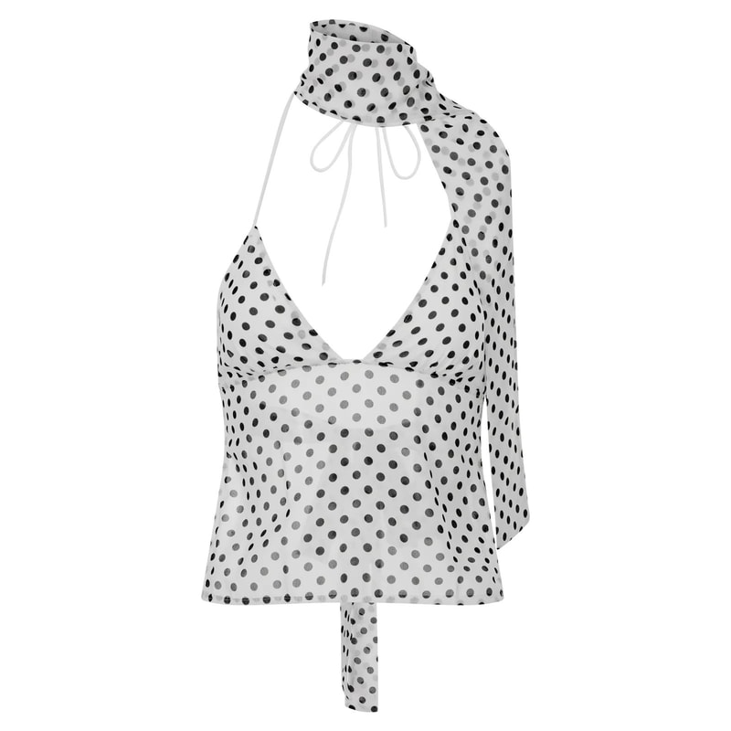 Gaono Polka Dot Halter Cami Top Backless Coquette Y2K Tank 10