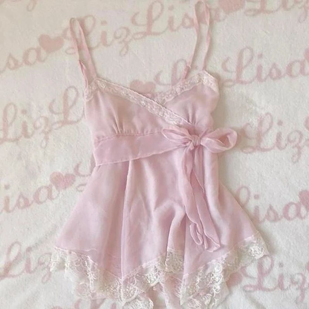 Y2K Lace Sling Backless Tank Top Goth Coquette Punk Slim Cami 7