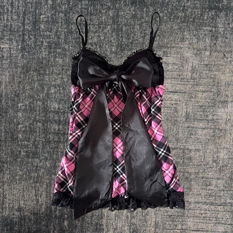 Y2K Lace Sling Backless Tank Top Goth Coquette Punk Slim Cami 12