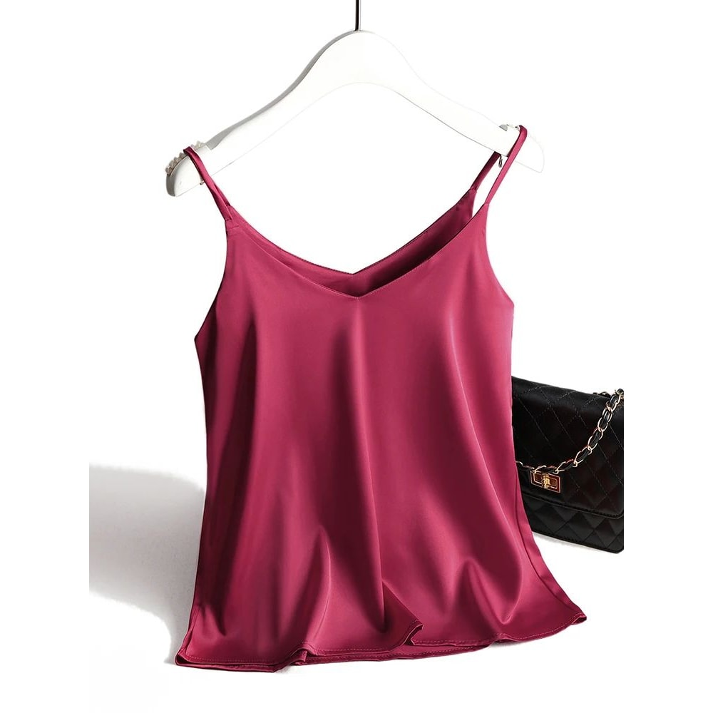 Womens Satin Silk Halter Cami White Backless Spaghetti Strap Summer Top 12