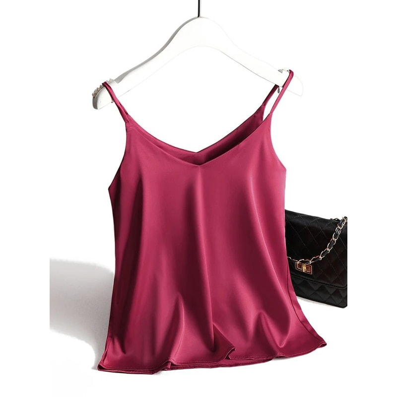 Womens Satin Silk Halter Cami White Backless Spaghetti Strap Summer Top 12