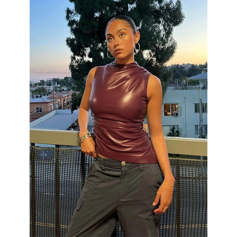 Y2K Vintage Asymmetrical Crop Tank Top High Waist Skinny Sleeveless Vest 2