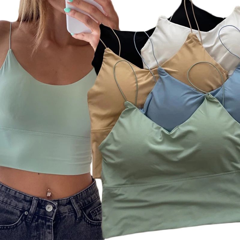 SilkBreeze Ice Silk BuiltIn Bra Crop Camisole For Women 5