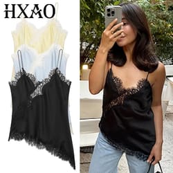 hxao y2k lace asymmetrical backless camisole top for women