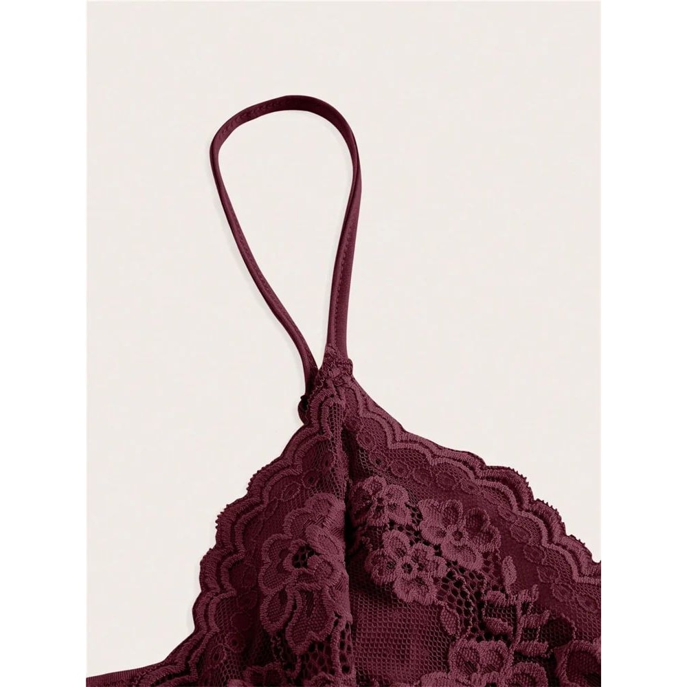 Phumee Y2K Contrast Lace Bow Front Backless Crop Cami Top 2