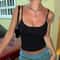 Y2K Basic Solid Spaghetti Strap Cropped Cami Top 0