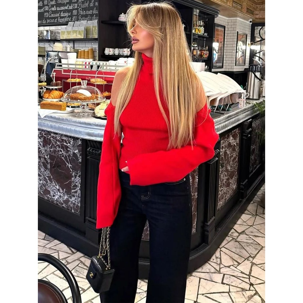 Tornova Trendix Backless Knit Tank Top Long Sleeve Shawl 2Piece Set For Women 15