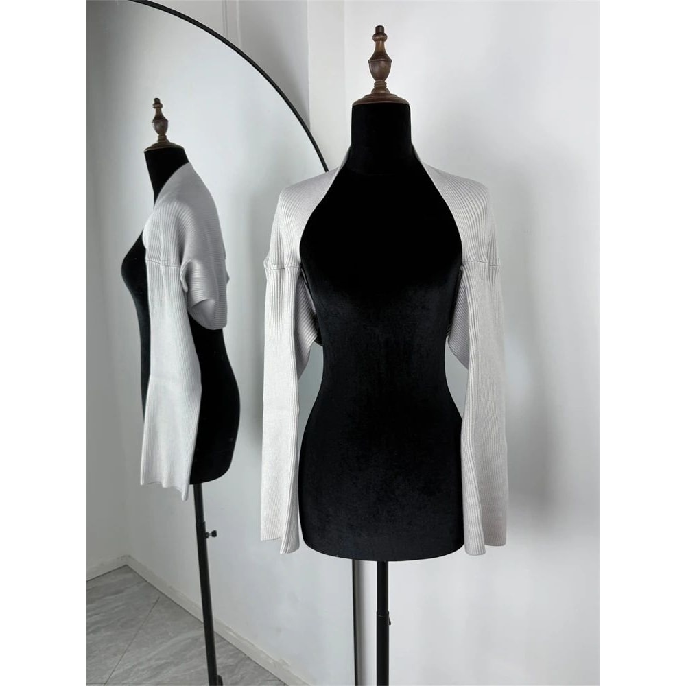 Tornova Trendix Backless Knit Tank Top Long Sleeve Shawl 2Piece Set For Women 12