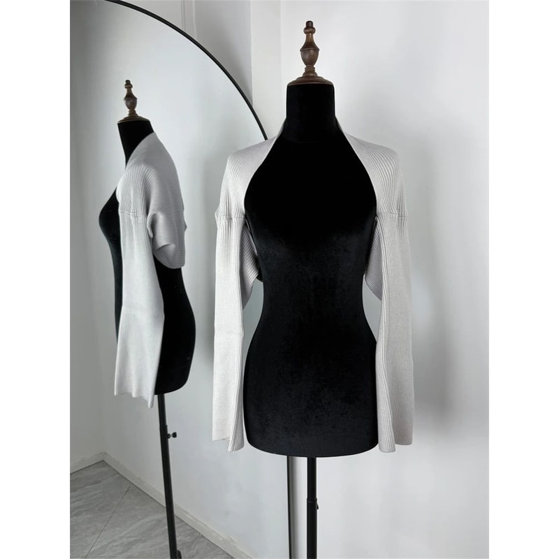 Tornova Trendix Backless Knit Tank Top Long Sleeve Shawl 2Piece Set For Women 12