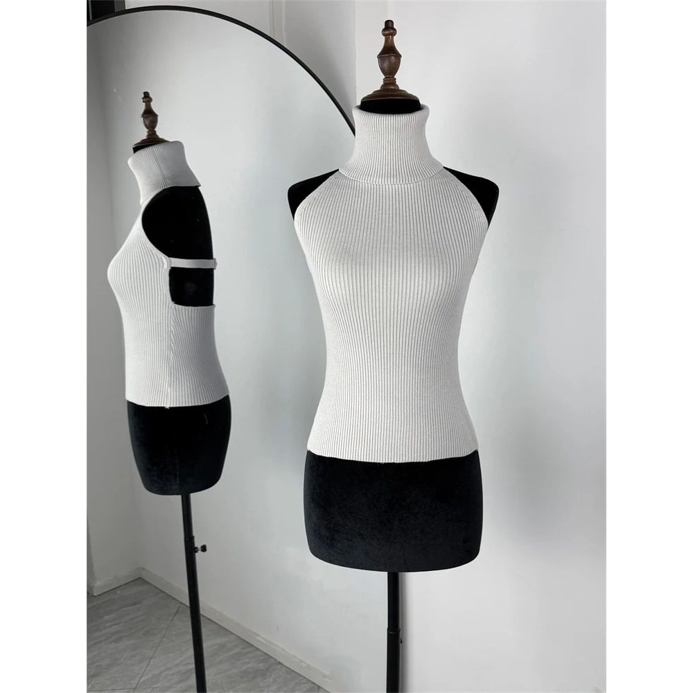 Tornova Trendix Backless Knit Tank Top Long Sleeve Shawl 2Piece Set For Women 13