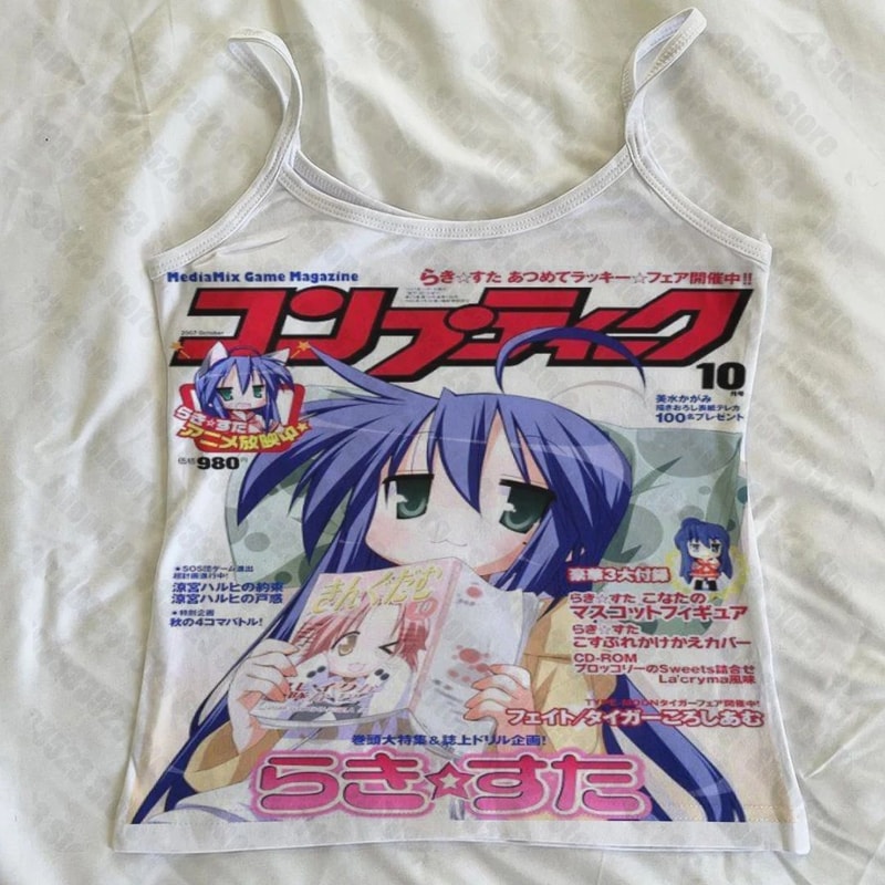 Kawaii Y2K Letter Print Slim Baby Tank Top For Women 1