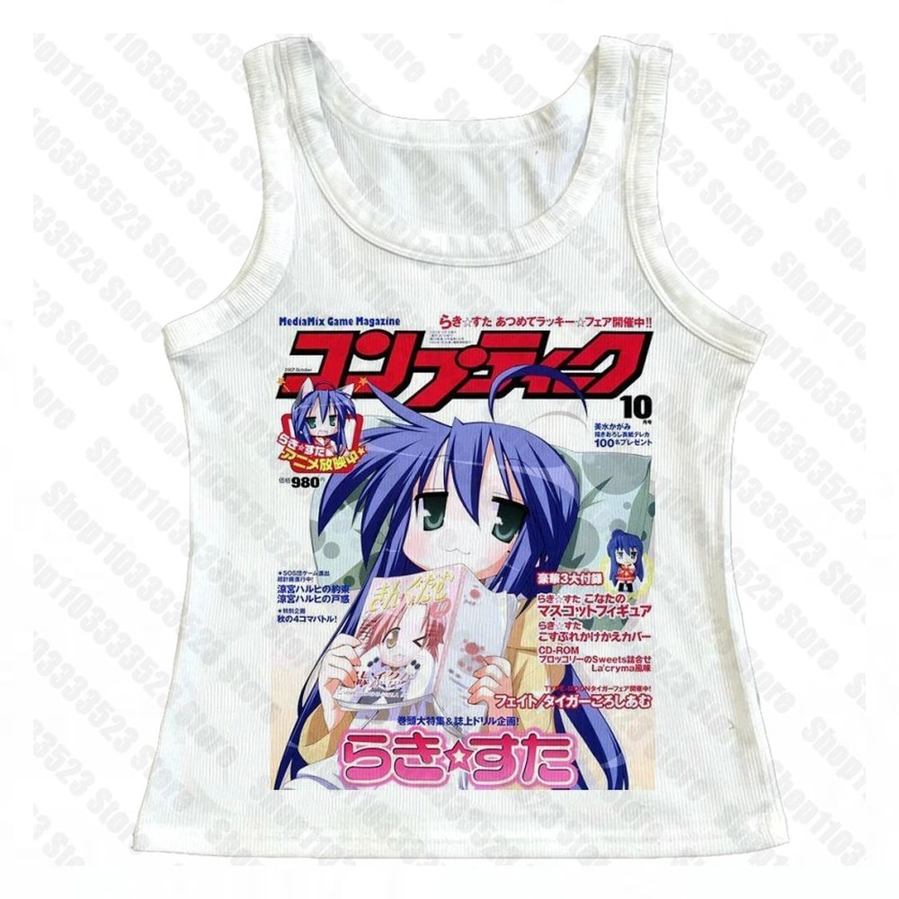 Kawaii Y2K Letter Print Slim Baby Tank Top For Women 3