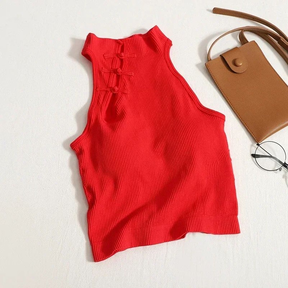 Vintage Halter Corset Crop Camisole With BuiltIn Bra For Women 13