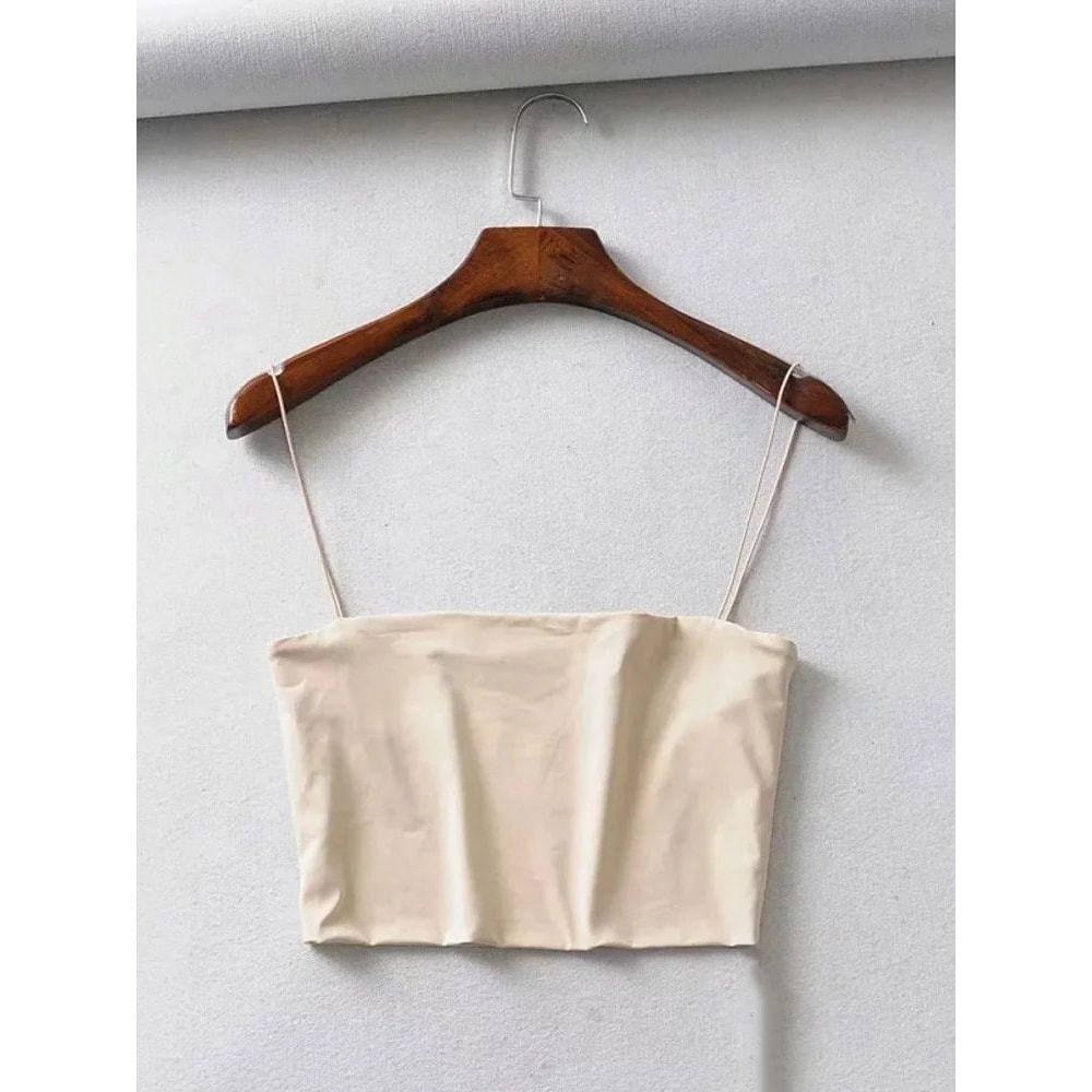 2024 Summer Sexy Elastic Cotton Crop Cami Tank Top For Women 6