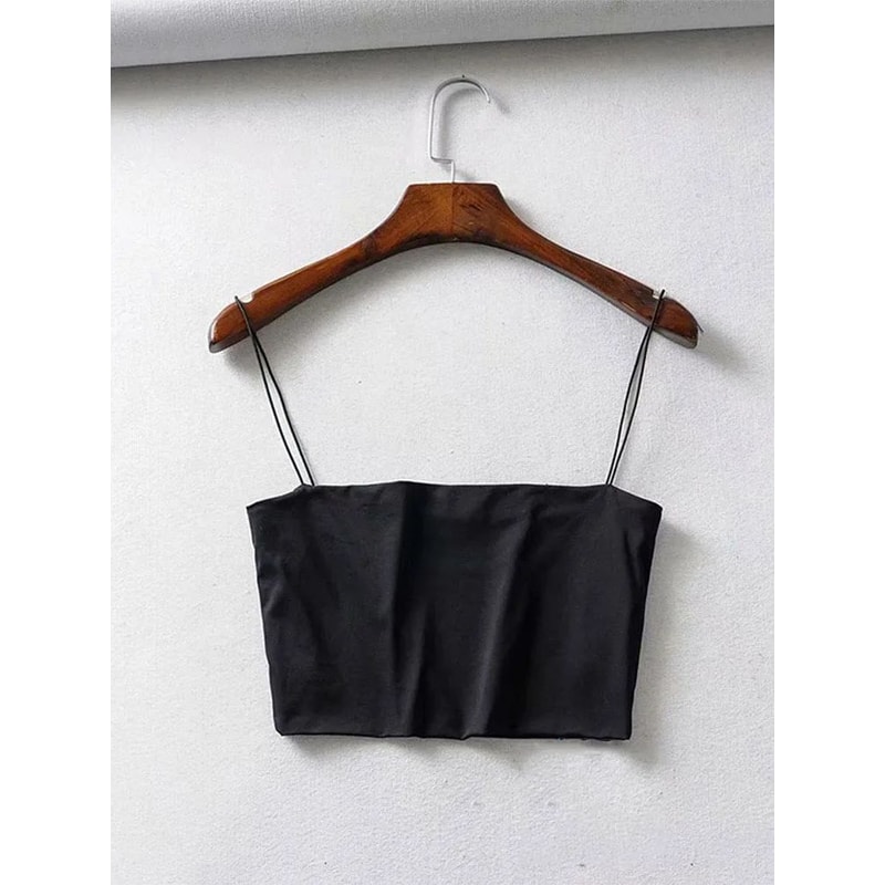 2024 Summer Sexy Elastic Cotton Crop Cami Tank Top For Women 7