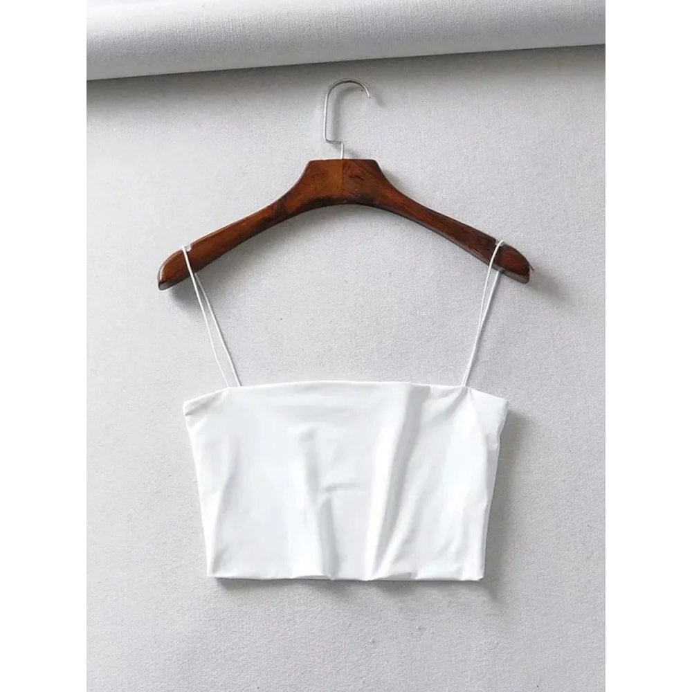 2024 Summer Sexy Elastic Cotton Crop Cami Tank Top For Women 9