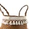 Macrame Seagrass Belly Basket With Tassels Woven Storage Basket For Laundry Toys Plants Home Deco 4