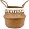 Macrame Seagrass Belly Basket With Tassels Woven Storage Basket For Laundry Toys Plants Home Deco 6