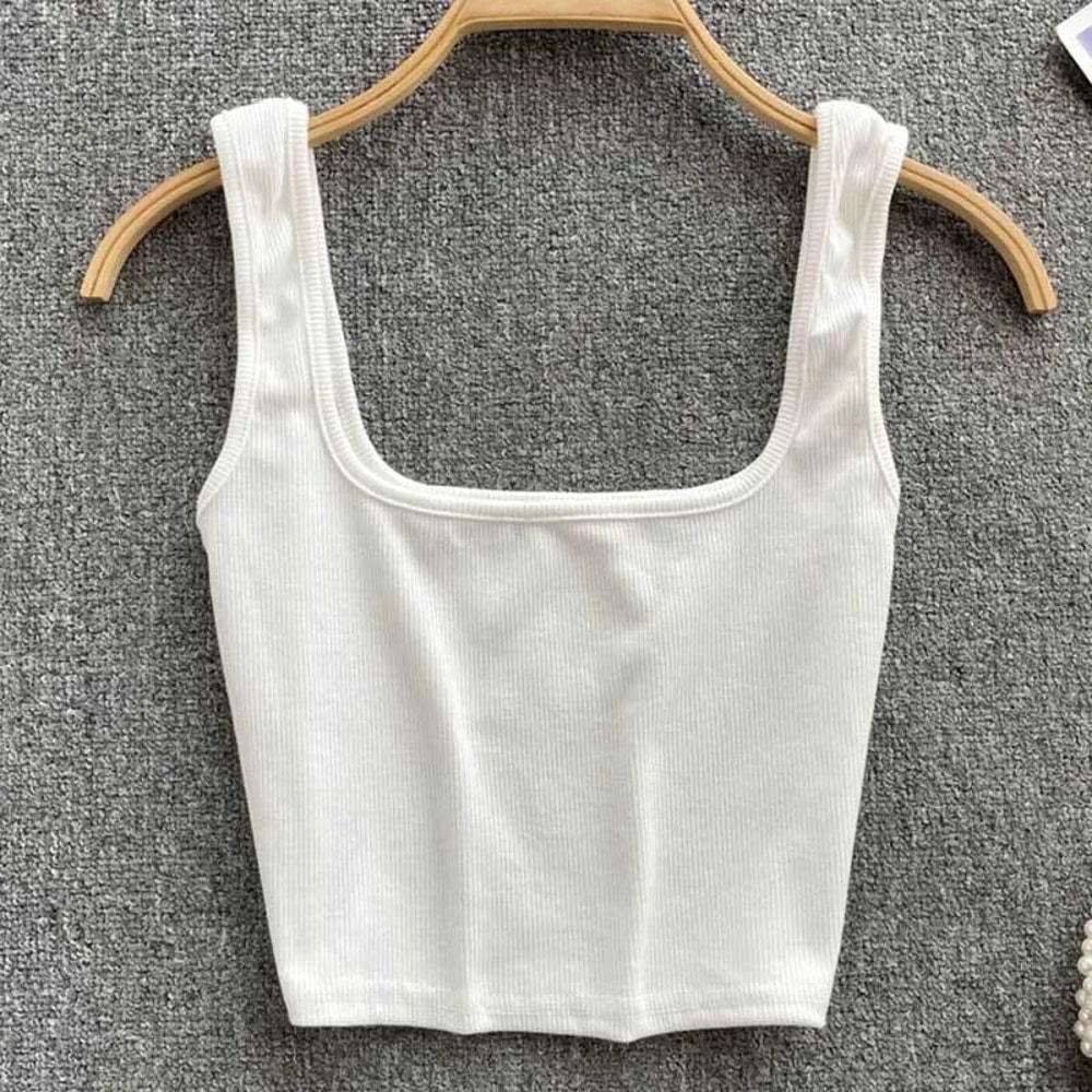 Womens Sexy Backless Y2K Crop Tank Top Slim Fit Sleeveless Summer Camisole 9