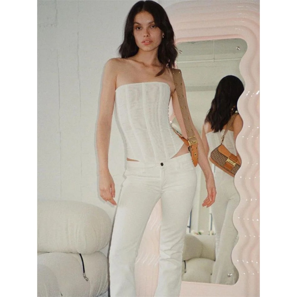 TOSSY Elegant Mesh Backless Strapless Tank Top Luxury Y2K Streetwear Vest For Women 8